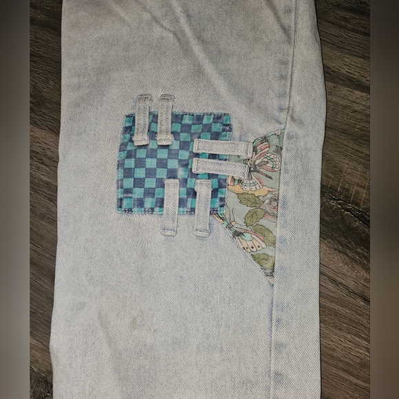 Vintage 80s Everblue patchwork Jeans Size 9/10 - Picture 4 of 16